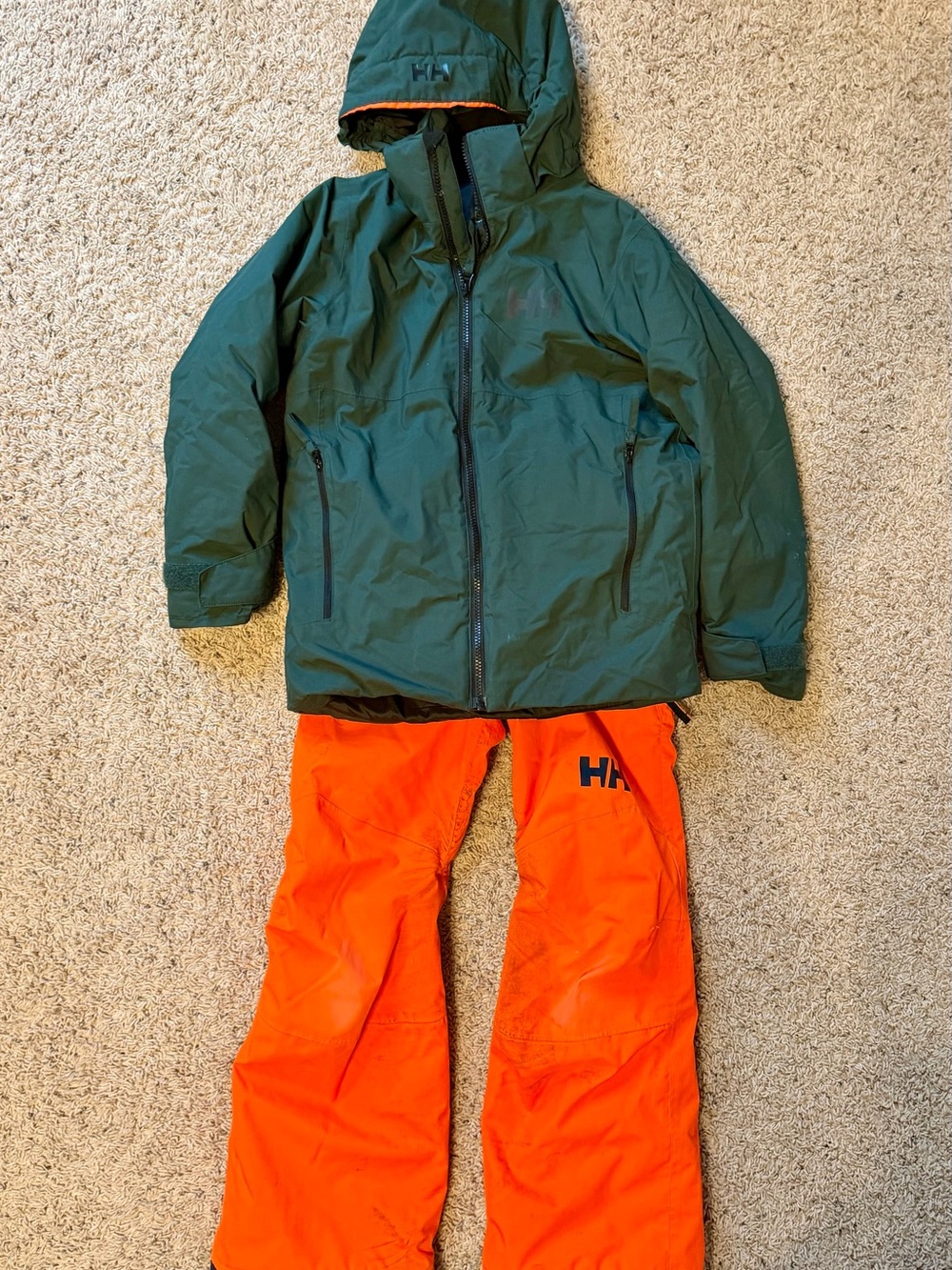Helly Hansen Kids' Dark Green Hooded Jacket and Ski Pants Set